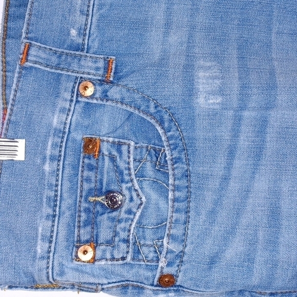 TRUE RELIGION Blue Jeans w/ Orange Stitch Detail, 38W, 32L - Picture 6 of 9